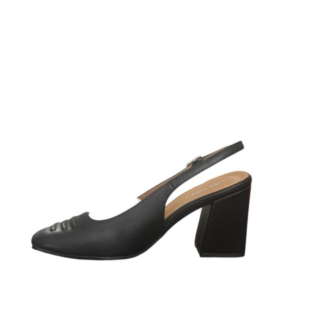 Lisa Vicky Black Chic Sturdy Closed Square Toe Slingback Block Heels US 8M. NWT - Picture 3 of 13